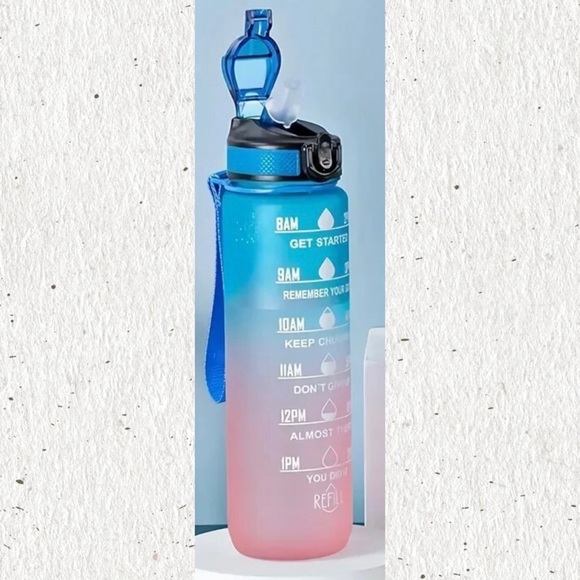 Sport Frosted Water Bottle with Time Marker & Straw 32oz - Picture 5 of 5